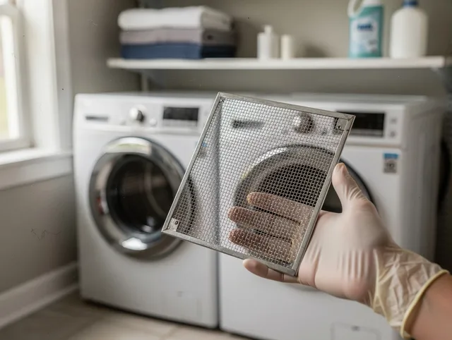 Plantation Dryer Vent Cleaning specialist performing detailed lint trap cleaning service in Plantation