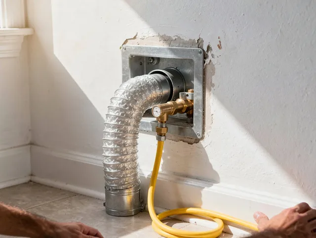 Plantation Dryer Vent Cleaning certified technician performing specialized gas dryer vent cleaning in Plantation